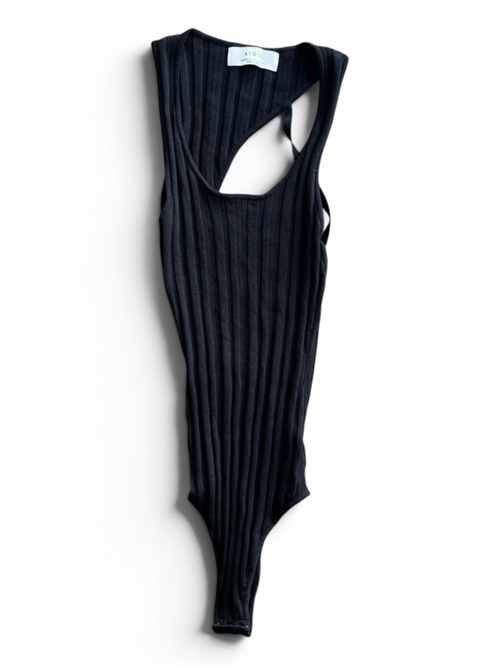Atoir Black Ribbed Knit Open Back Scoop Neck Bodysuit US 4 Small - Picture 2 of 7